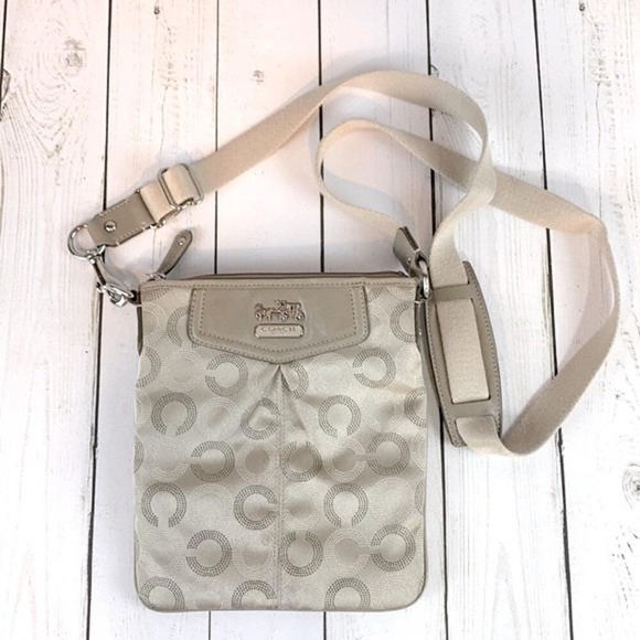 Coach Handbags - Coach Madison Optical Art Swingpack Crossbody - Beige